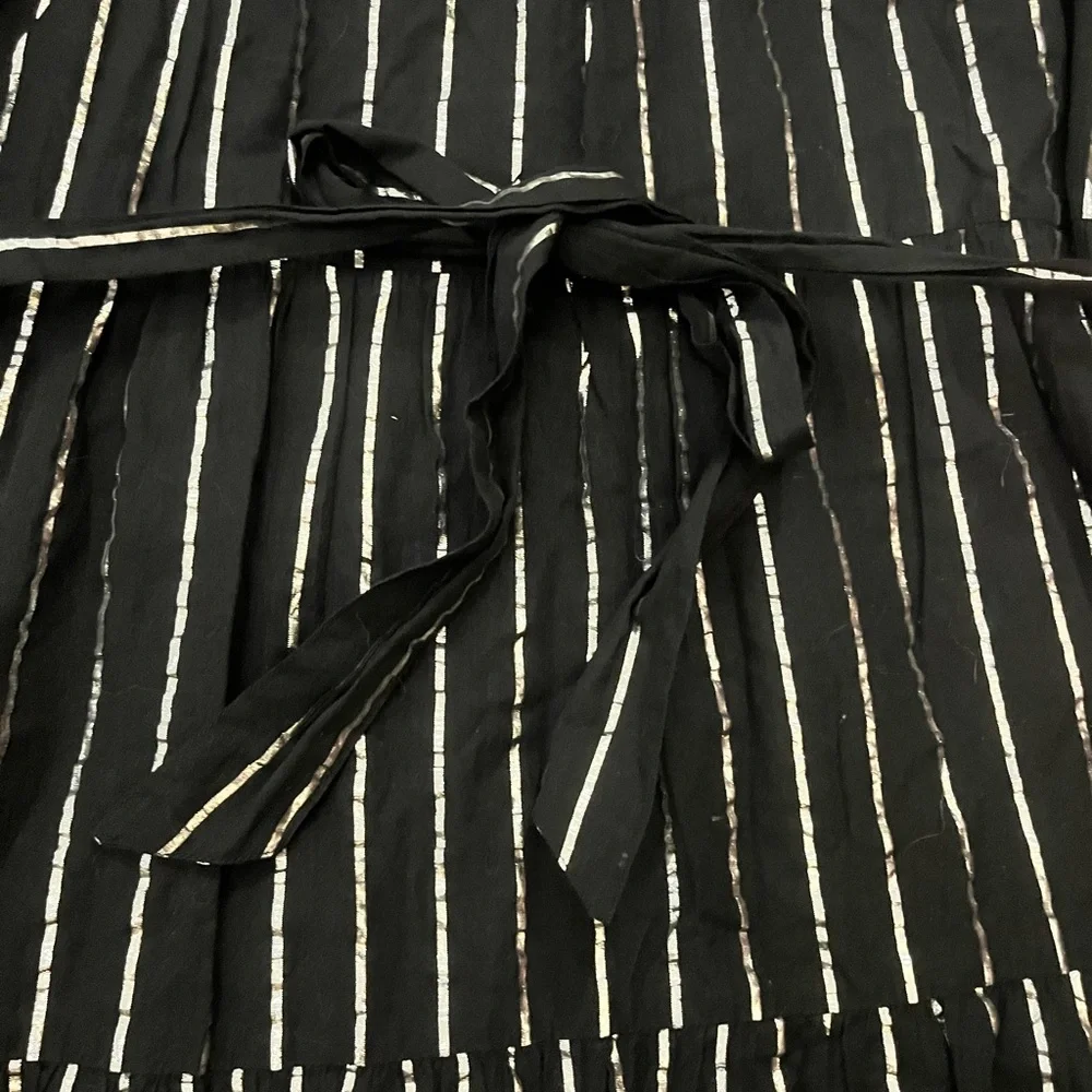Striped Black & Silver Holiday Dress - Picture 2 of 5